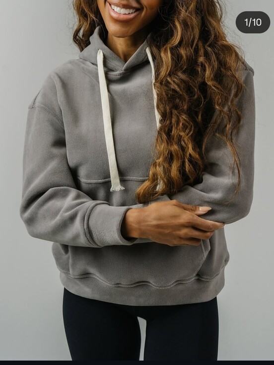 ZYIA Tops - Ztia Gray Fleece Mysa Women's Hoodie with Contrast Drawstrings